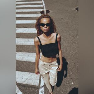 Zara women’s Black Cargo Crop Top NWT